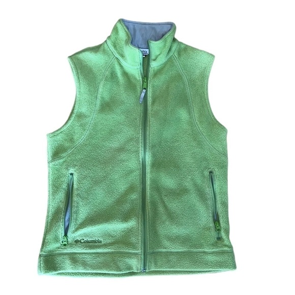 Columbia Fuzzy Light Green Zip Up Vest Women’s Size Medium - Picture 1 of 2